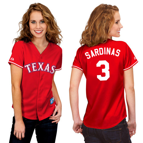 Luis Sardinas #3 mlb Jersey-Texas Rangers Women's Authentic 2014 Alternate 1 Red Cool Base Baseball Jersey